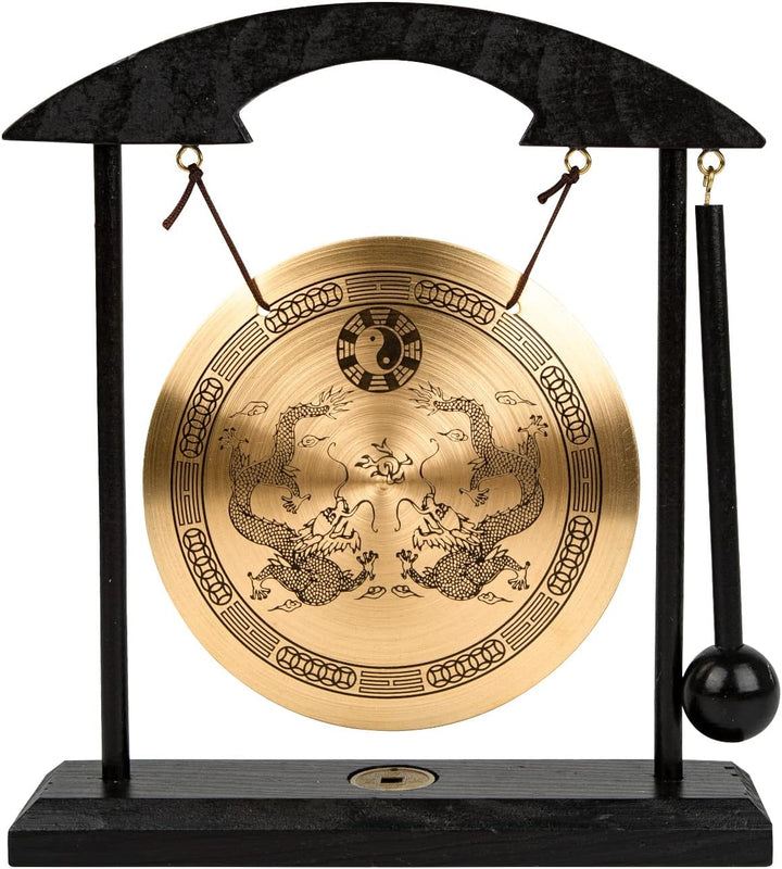 Zen Art Brass Feng Shui Desktop Gong – Harmonious Sound Decor for Home & Office