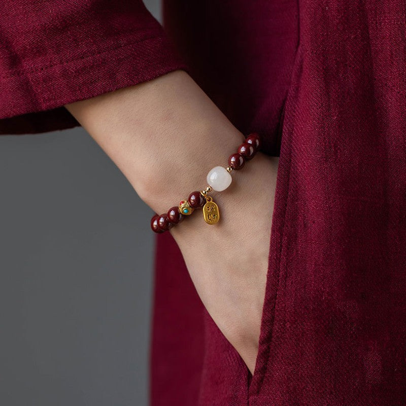 Red Cinnabar Good Fortune Bracelet – Manifest Abundance & Auspicious Energy