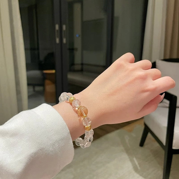 Clear Quartz Master Healer Bracelet with Citrine - Healing, Clarity & Balance