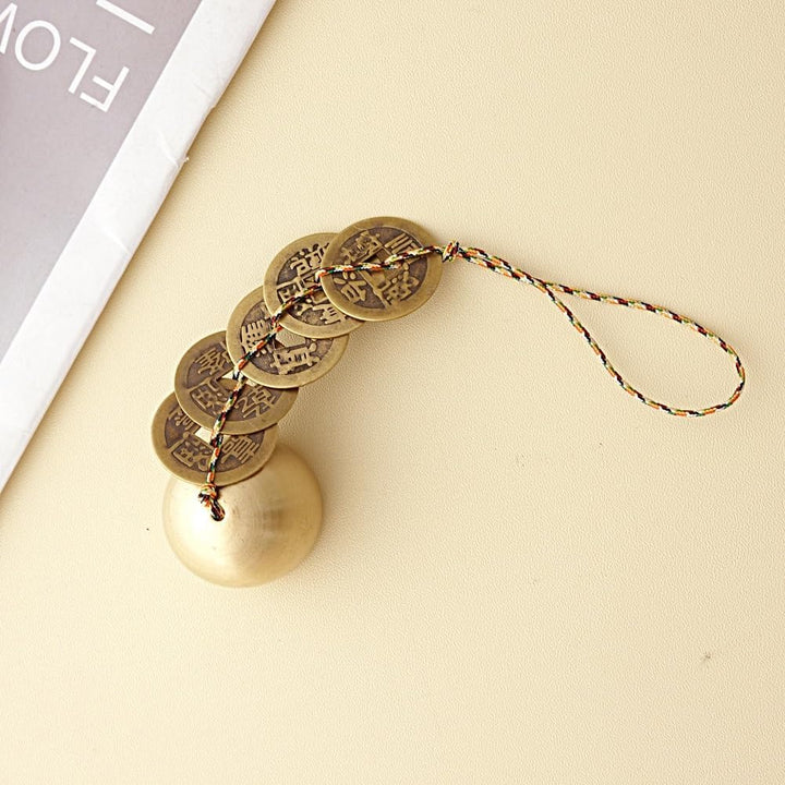 Good Luck Chinese Feng Shui Bell with 5 Coins – Wealth and Health Wind Chime