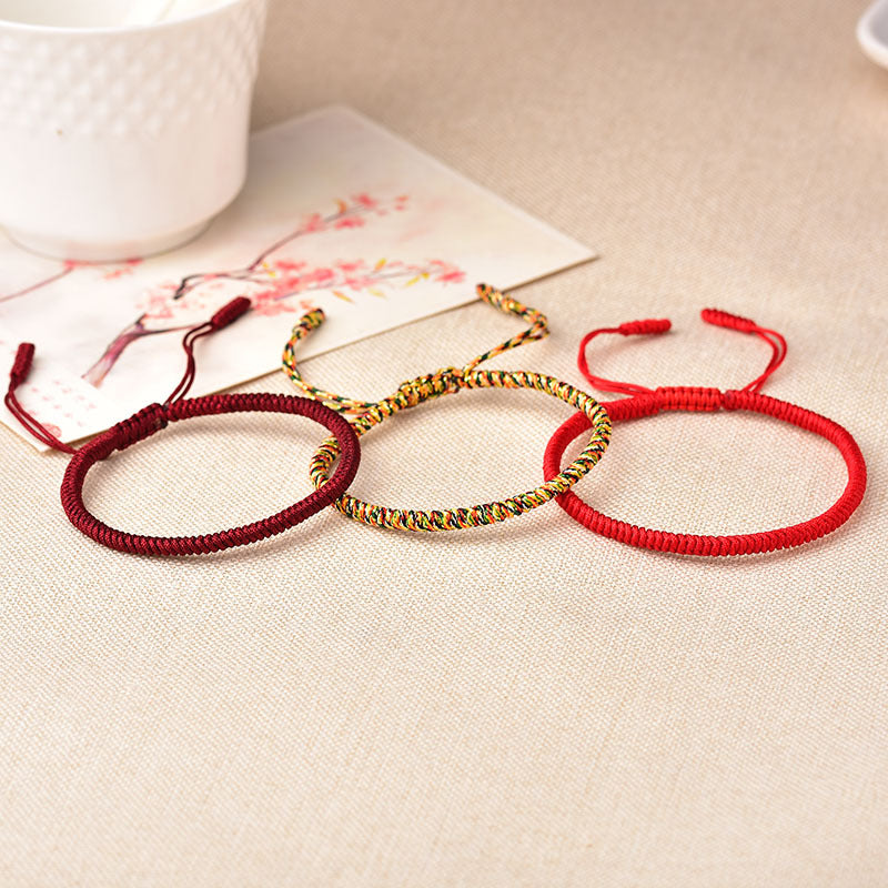 Tibetan Buddhist Knot Lucky Rope Bracelet – Handmade Mantra-Infused Good Luck Charm