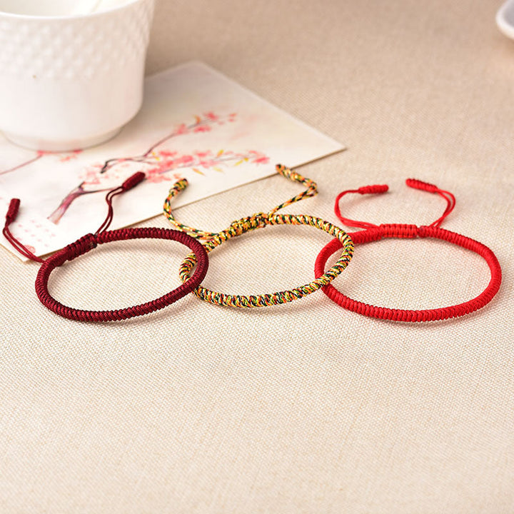 Tibetan Buddhist Knot Lucky Rope Bracelet – Handmade Mantra-Infused Good Luck Charm