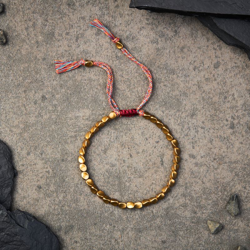 Tibetan Copper Beads Bracelet – Handmade Spiritual Jewelry for Healing, Strength & Protection