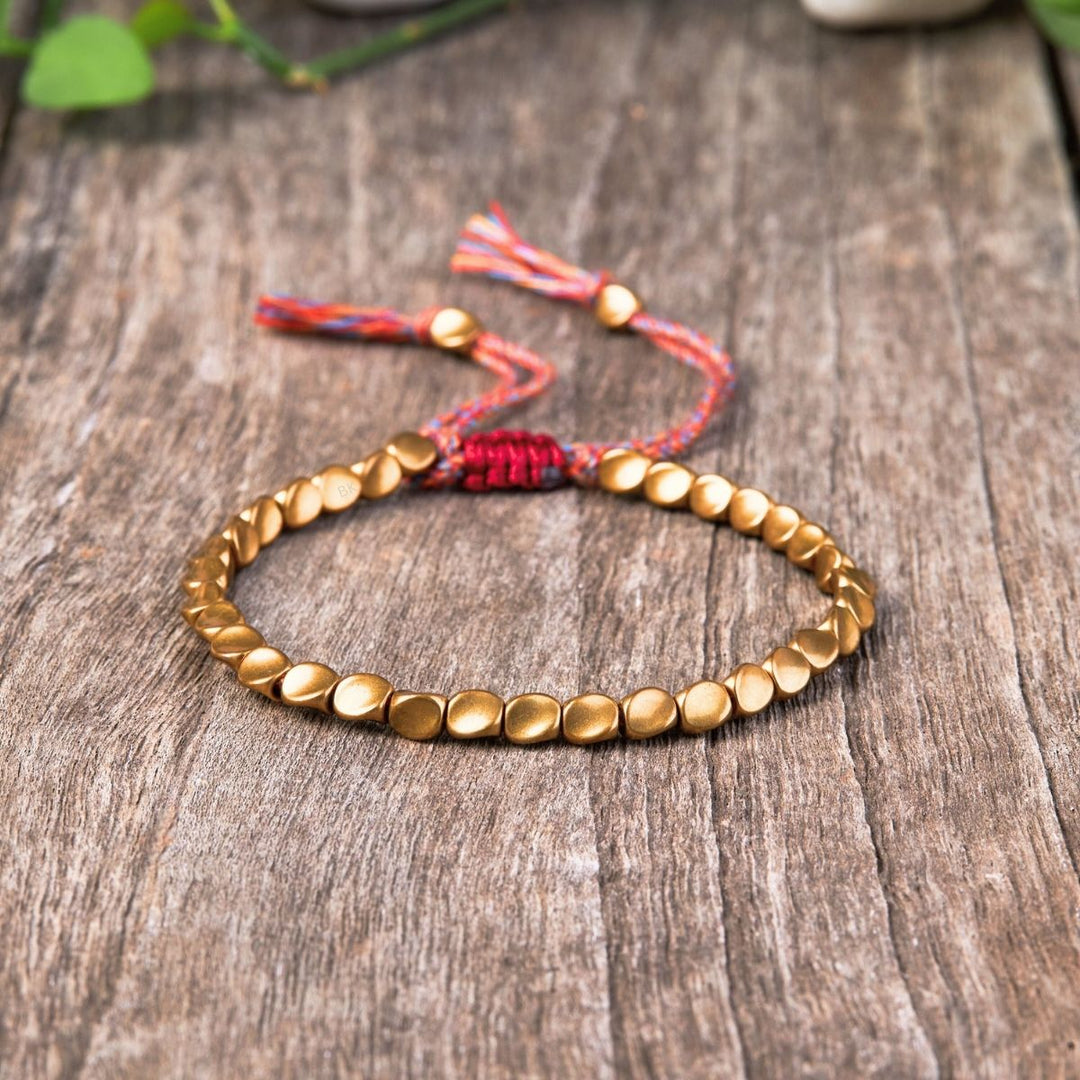 Tibetan Copper Beads Bracelet – Handmade Spiritual Jewelry for Healing, Strength & Protection
